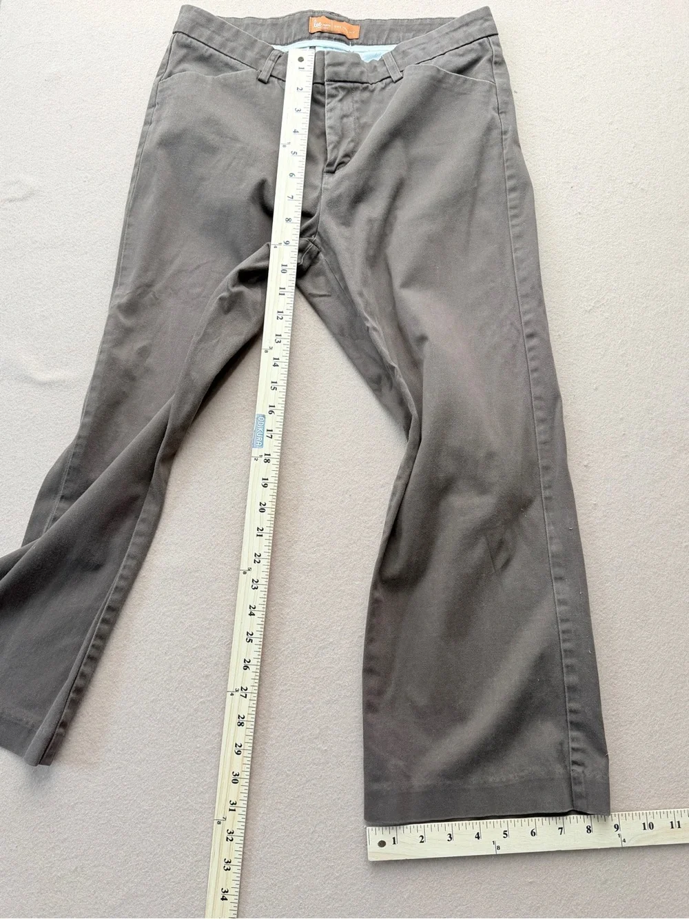 Lee wide-Leg cropped capri Pants - brown -  28W small 5/6 casual elevated ankle